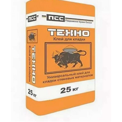 Клей для кладки блоков "ТЕХНО" 25кг.