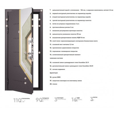 Дверь MASS 70 2050х860 Букле шоколад Steel правая