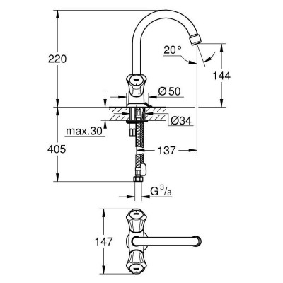 Смеситель для раковины Grohe Costa L 21374001 Смеситель для раковины Grohe Costa L 21374001