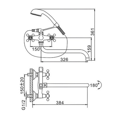 Смеситель для ванны FRAP F2619-4 бронза