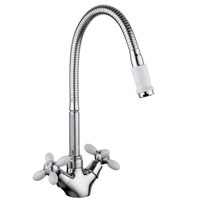 Смеситель для кухни FRUD R43127-7 белый гибкий излив