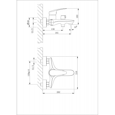 Смеситель для ванны Lemark Linara LM0414C короткий излив