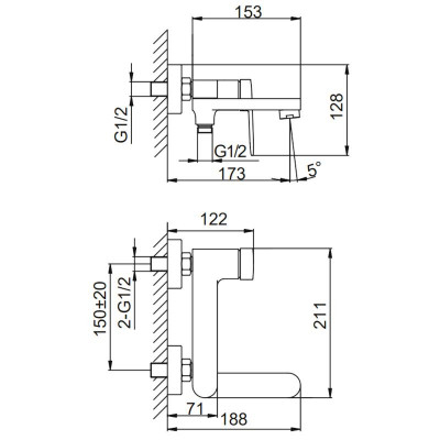 Смеситель для ванны FRAP F3285-9 оружейная сталь