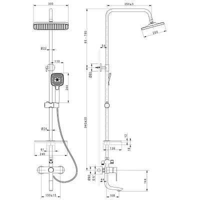 Смеситель для ванны Lemark Aura LM0662CH