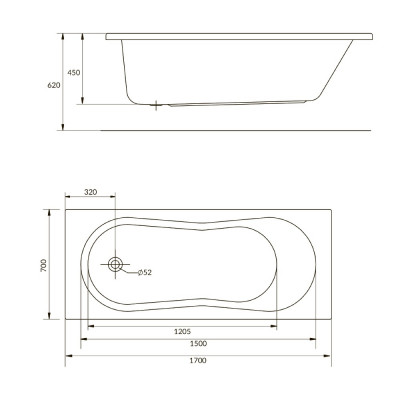 Ванна Cersanit NIKE 1700х700 прямоугольная